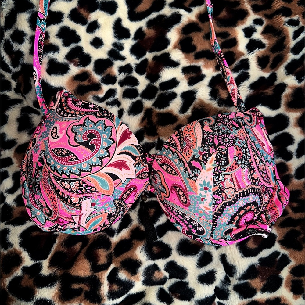 Shade & Shore Paisley Bra - Pink and Black
